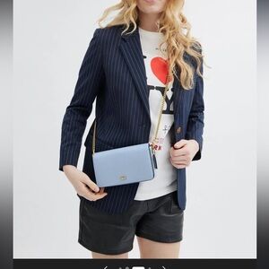 NWT WOME. Coach Mila Crossbody Leather Bluebell Brass Hardware Removable Pouch